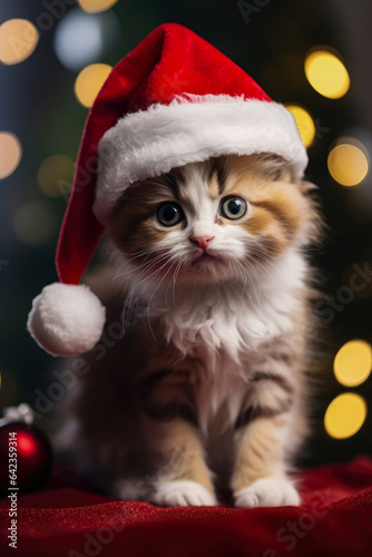 Kittens with Christmas hats, gifts and Christmas decorations © GHart
