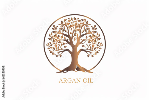 packaging design element and icon in linear style - argan oil - healthy vegan food. Logo sign.