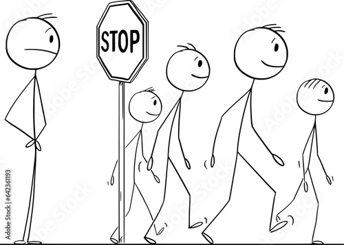 Businessman Loosing to Competitors, Vector Cartoon Stick Figure Illustration