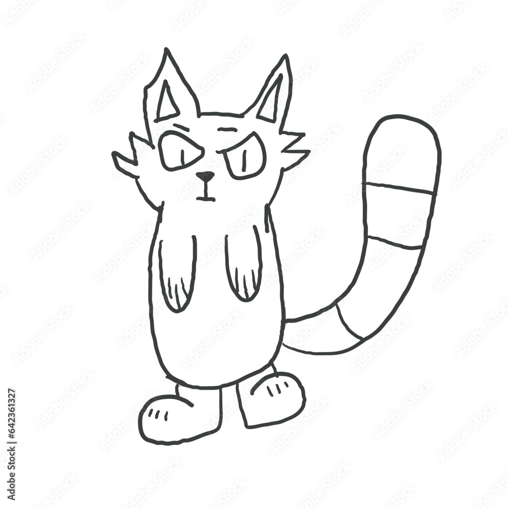Obraz premium Cartoon Cat with Angry face emotion. Vector