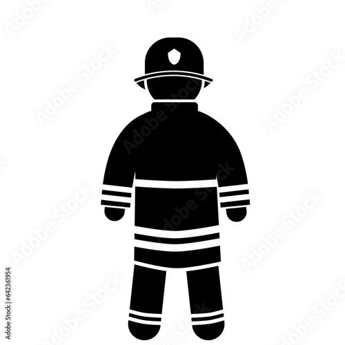 firefighter vector illustration. stickman and firefighter stick figures are putting out the fire