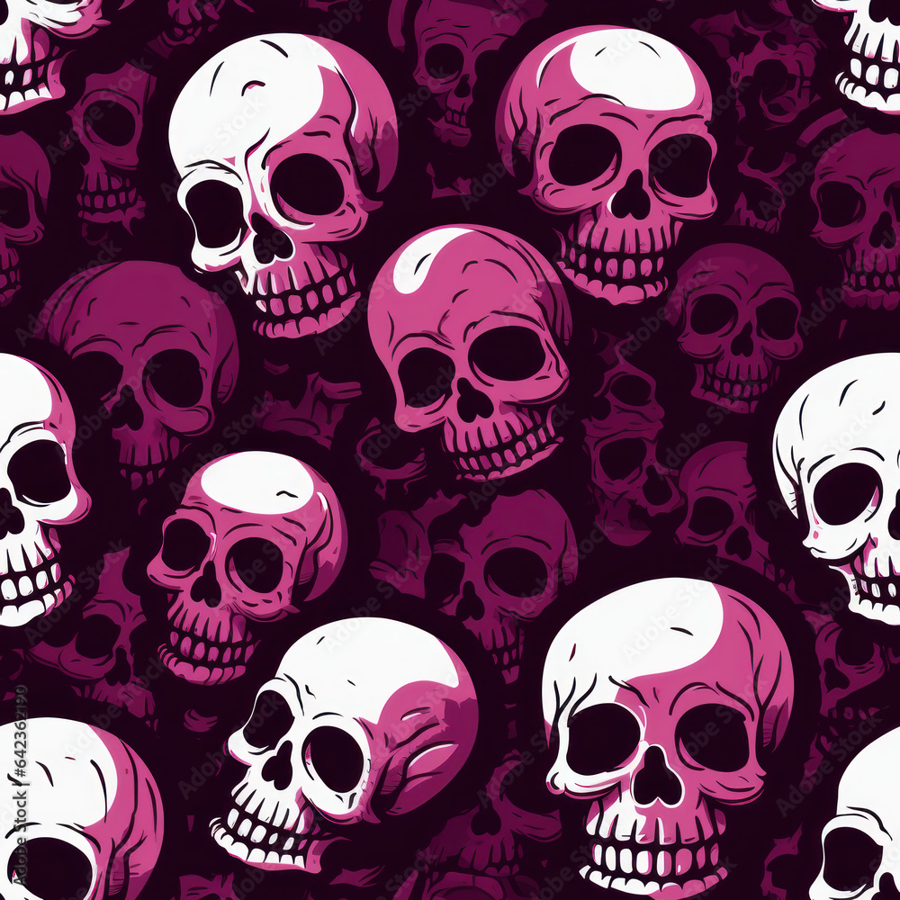 Skull Seamless Halloween tile created with Generative AI technology