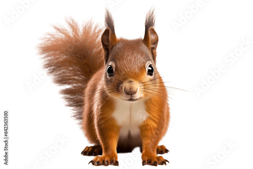 Squirrels front view isolated on a transparent background. Generative Ai © rzrstudio