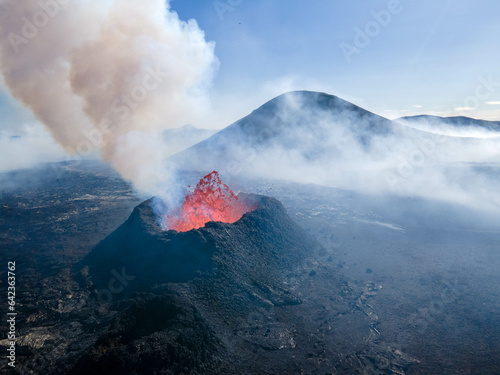 Litli hrutur volcano in eruption photo