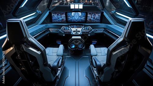 Spaceship cockpit interior background