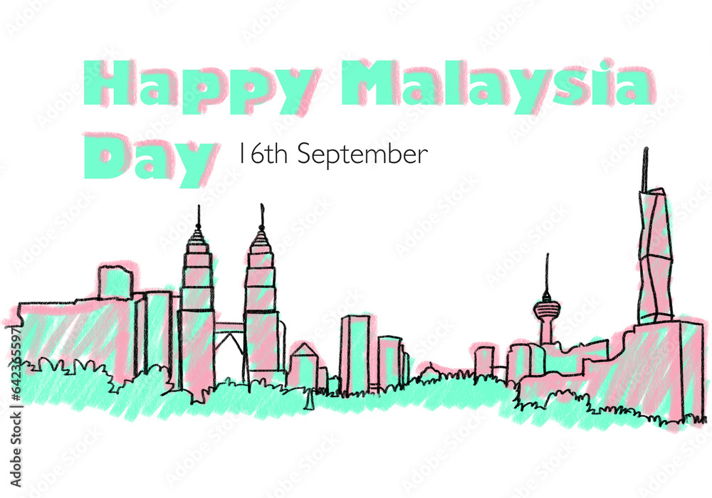 city skyline Happy Malaysia Day banner poster illustration
