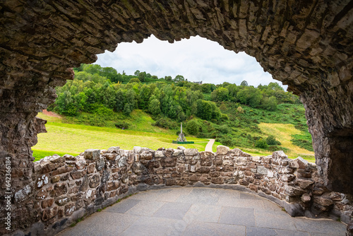 Stone arch of medieval Urquhart Castle on the shore of Loch Ness, Scotland. photo