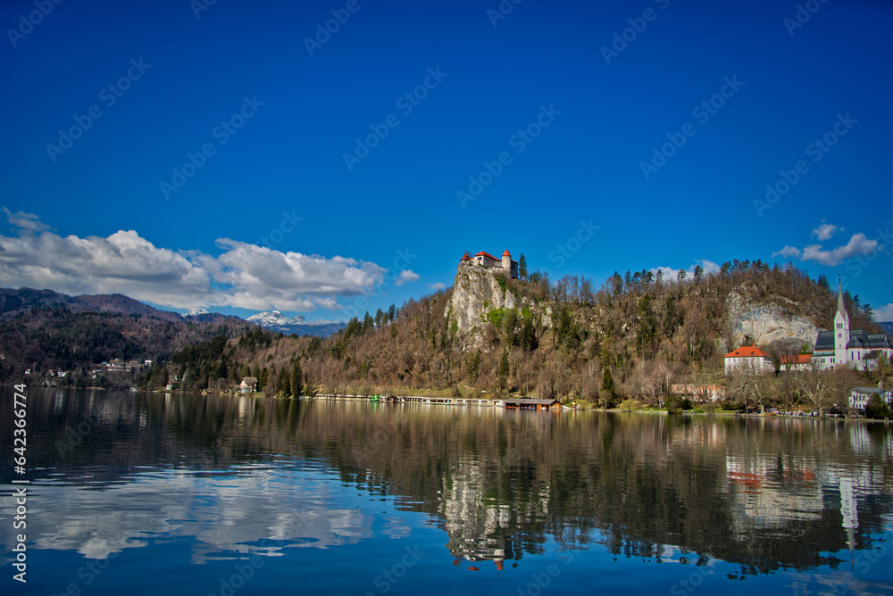 castle built on a hill at Lake Bled