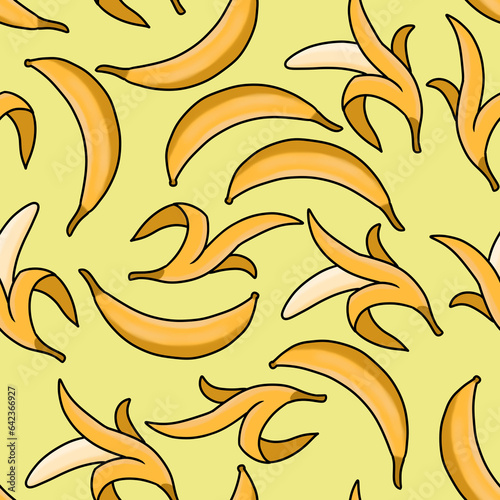 Banana Seamless Pattern. Hand Drawn Seamless Pattern	
