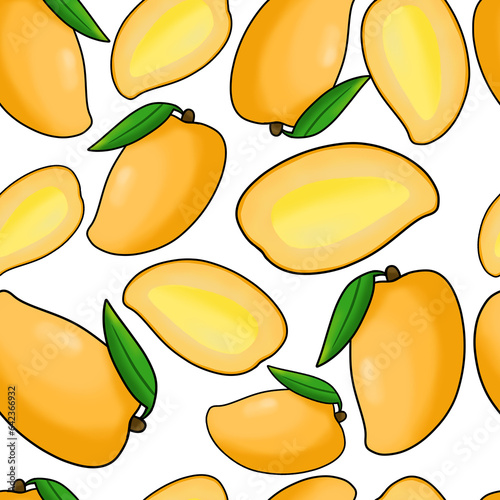 Mango Seamless Pattern. Hand Drawn Seamless Pattern	