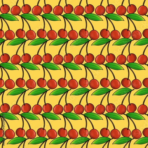 Cherry Seamless Pattern. Hand Drawn Seamless Pattern	
