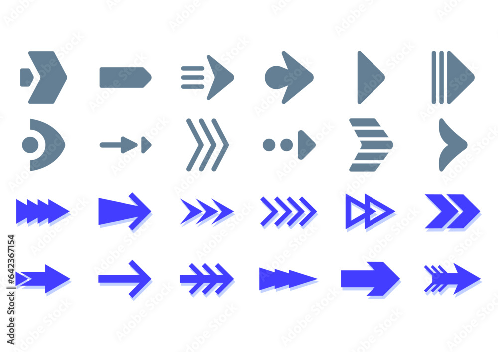 Vector illustration set of new style arrows. Web design and digital graphic element.
Vector illustration set of new style arrows. Web design and digital graphic element.
