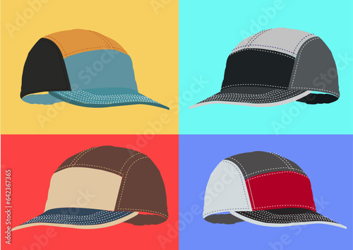 Vector illustration set of colorful baseball caps.
