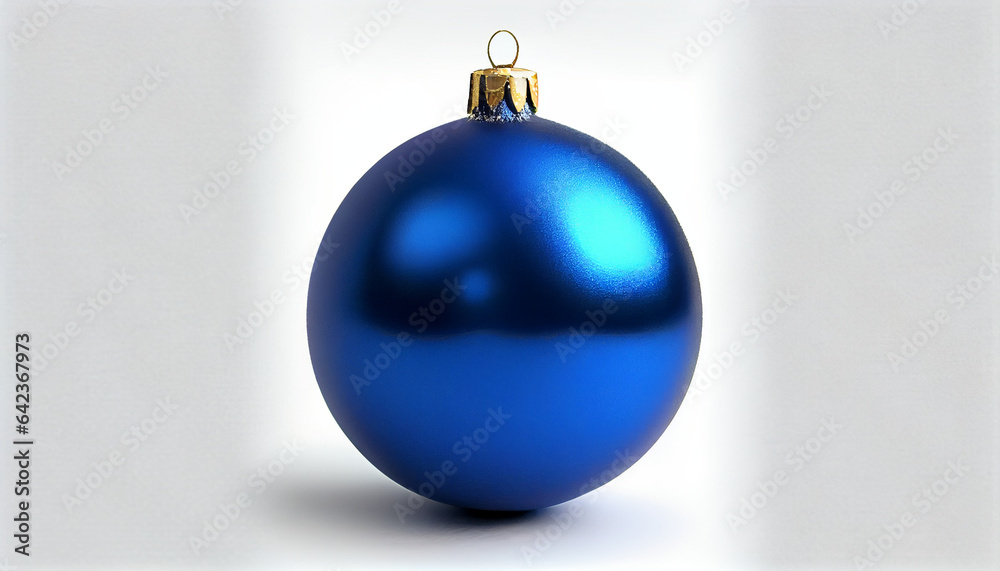 Christmas blue ball with isolated white background, blue christmas ball with ribbon, Ai generated image Christmas blue ball with isolated white background, blue christmas ball with ribbon, Ai generated image