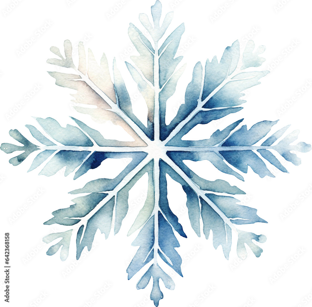 Watercolour snowflake illustration created with Generative AI technology Watercolour snowflake illustration created with Generative AI technology