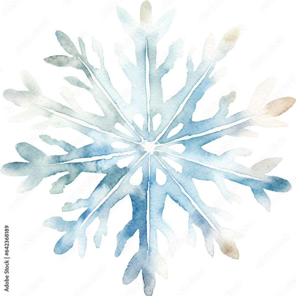 Watercolour snowflake illustration created with Generative AI technology Watercolour snowflake illustration created with Generative AI technology
