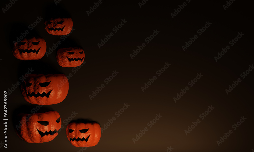 Halloween background. 3D illustration Spooky pumpkin, Halloween design Halloween background. 3D illustration Spooky pumpkin, Halloween design
