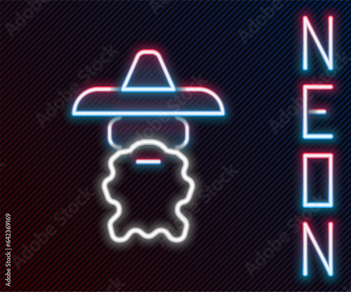 Glowing neon line Wizard warlock icon isolated on black background. Colorful outline concept. Vector