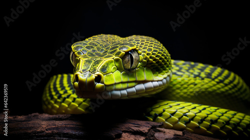 Snake Lesser sunda pit viper on black background photo