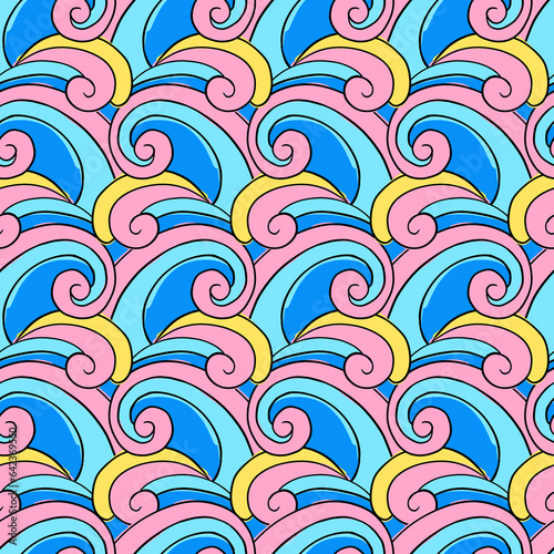 Hippie psychedelic Seamless Pattern. Hand Drawn Seamless Pattern	