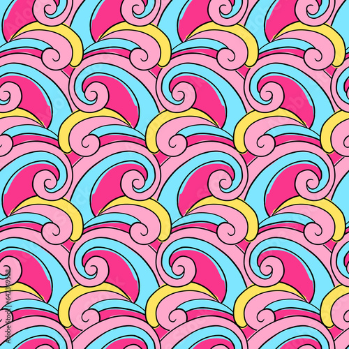 Hippie psychedelic Seamless Pattern. Hand Drawn Seamless Pattern	
