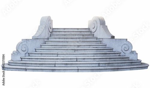 ancient stone stairway isolated over white photo