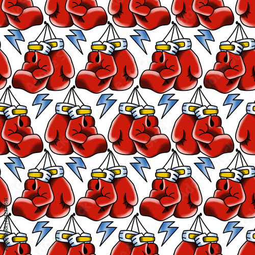 Old School Tattoo Seamless Pattern. Hand Drawn Seamless Pattern	
