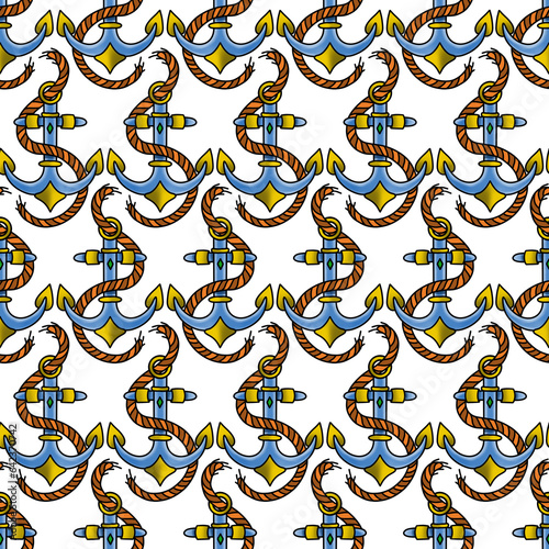 Old School Tattoo Seamless Pattern. Hand Drawn Seamless Pattern	
