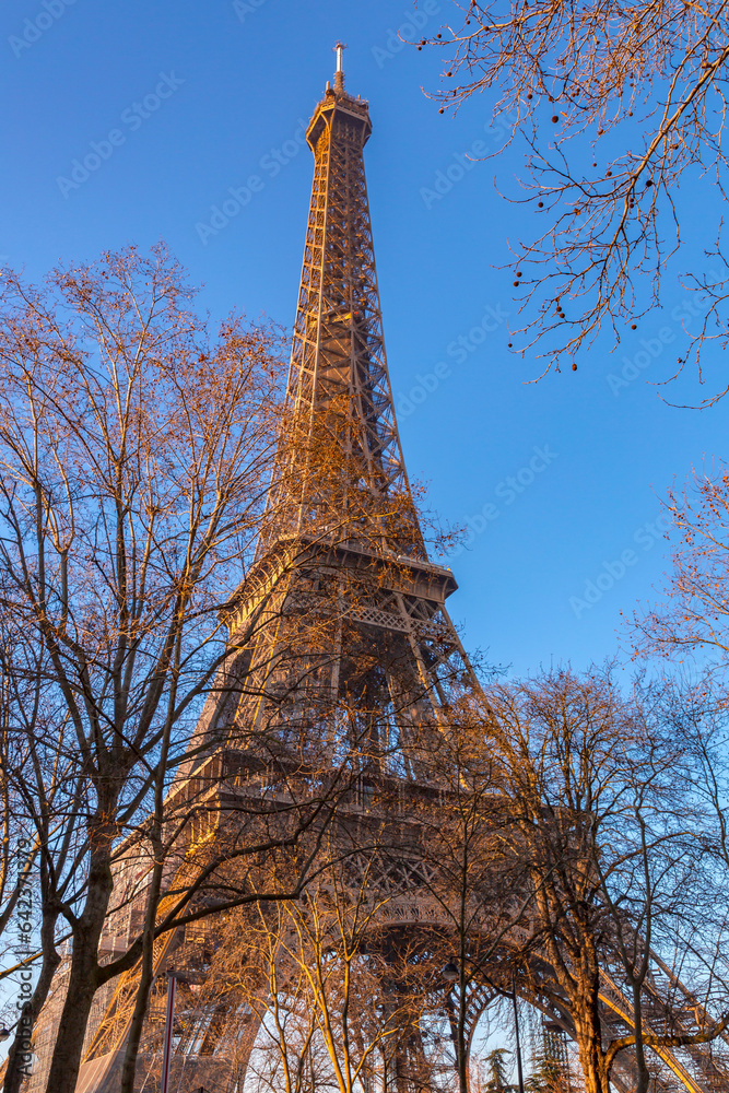 The iconic Eiffel Tower in Paris, France