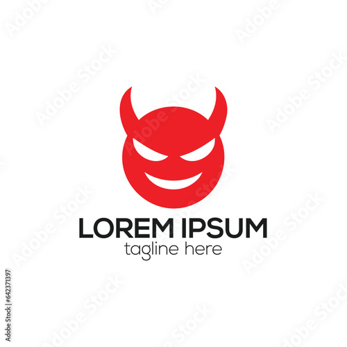 Red Horned devil face logo vector template