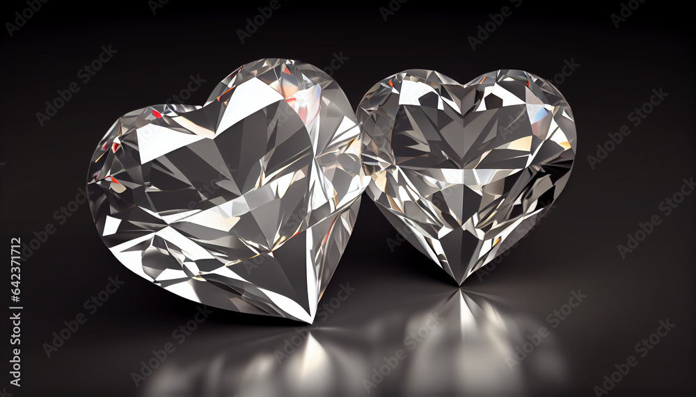 Diamonds for couples on valentines day with isolated background, Ai generated image Diamonds for couples on valentines day with isolated background, Ai generated image