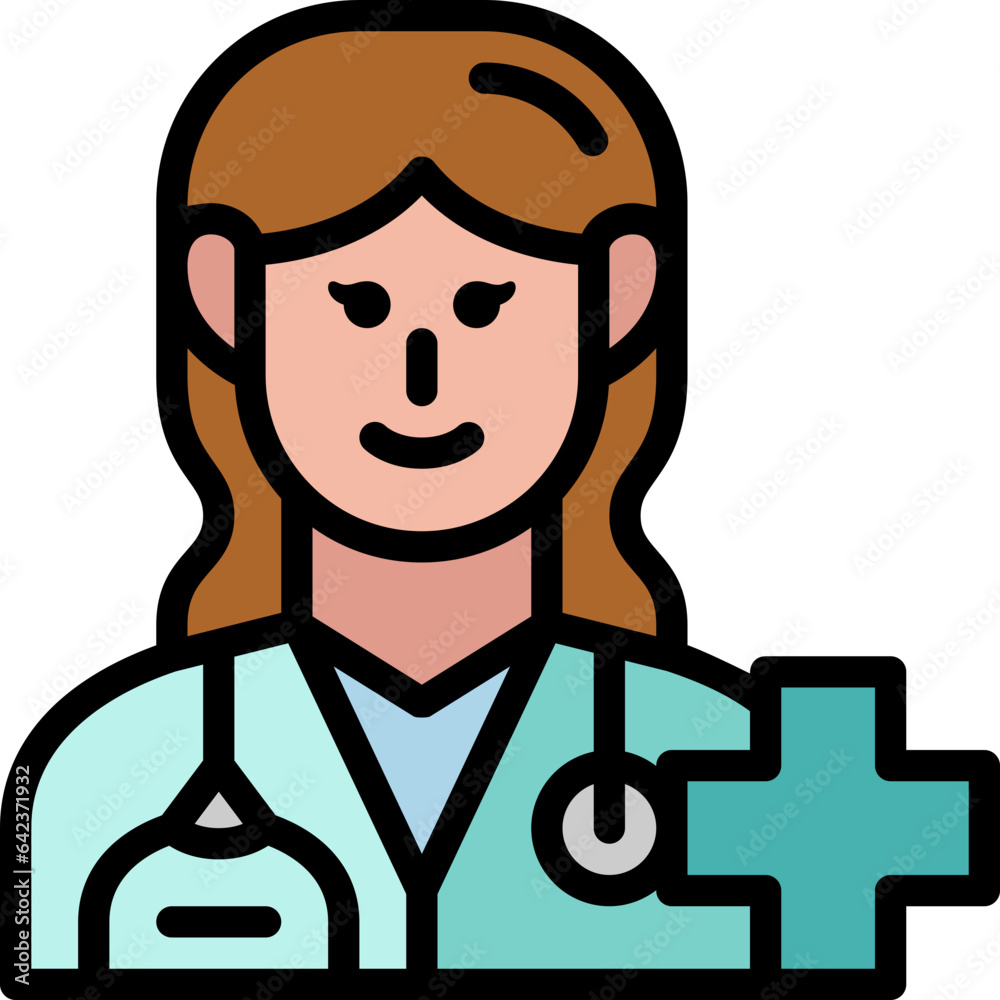 woman doctor filled outline icon