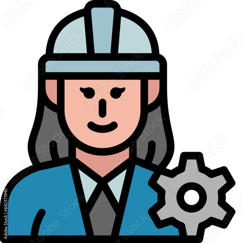 woman engineer filled outline icon
