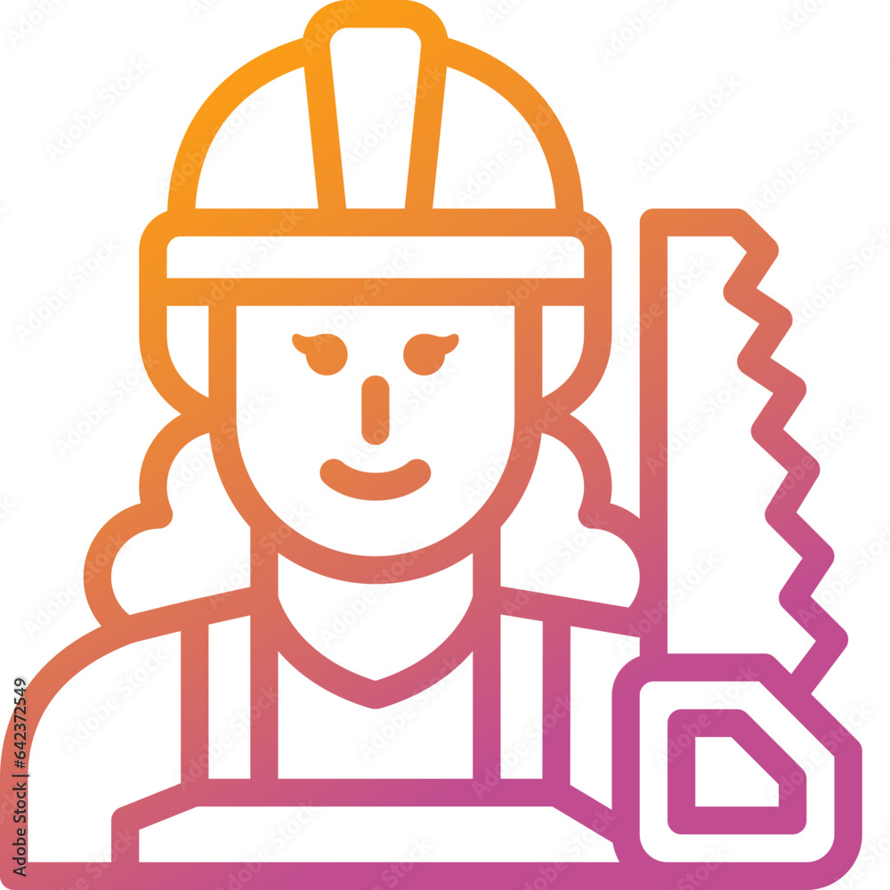 woman carpenter gradient line icon woman carpenter gradient line icon