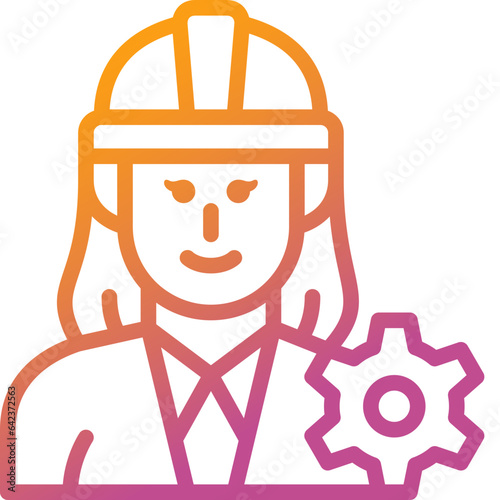 woman engineer gradient line icon
