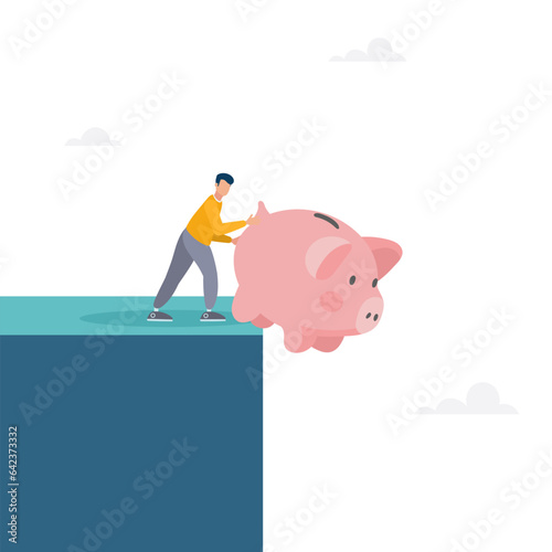 Get rid of the piggy bank.
The concept of loss of savings, spending savings.
Modern vector illustration in flat style.