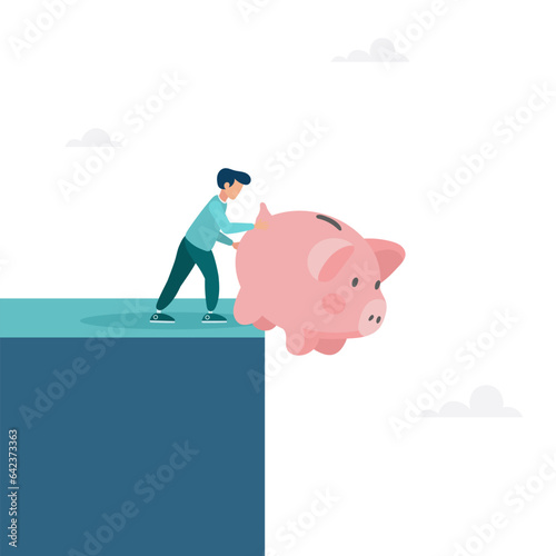 Get rid of the piggy bank.
The concept of loss of savings, spending savings.
Modern vector illustration in flat style.