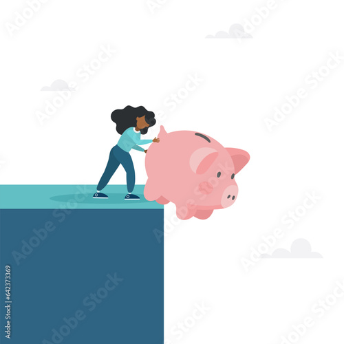 Get rid of the piggy bank.
The concept of loss of savings, spending savings.
Modern vector illustration in flat style.