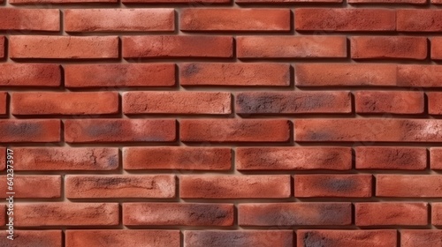 Clean red brick wall, grey mortar, seamless pattern