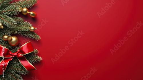 Christmas background with branches and decorations  generative ai 