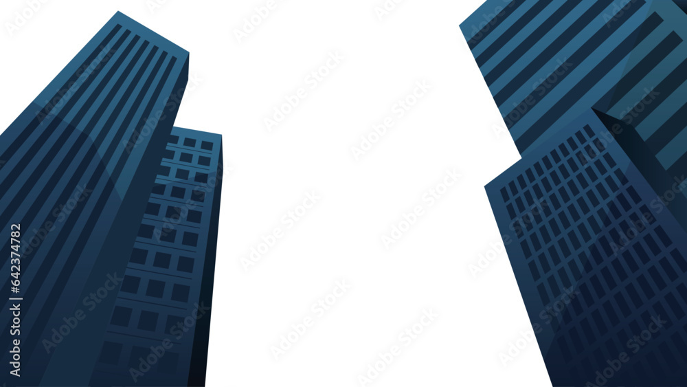 This is an illustration looking up at some buildings.