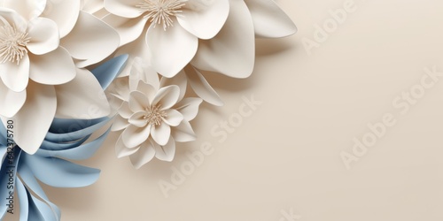Beautiful abstract beige blue off-white floral design background. beautiful Generative AI AIG32 © Summit Art Creations