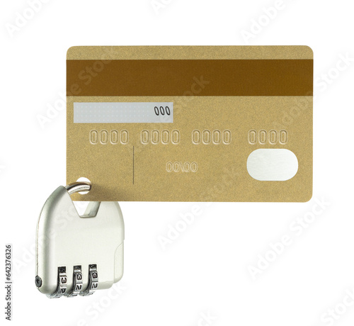 Bank card with code padlock