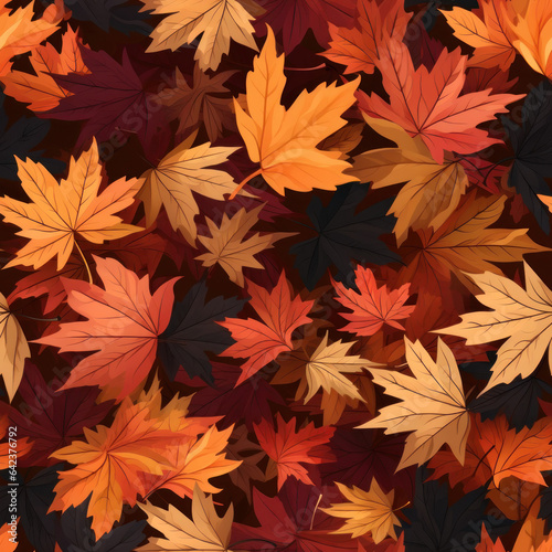 Autumn Leaves Seamless Halloween tile created with Generative AI technology