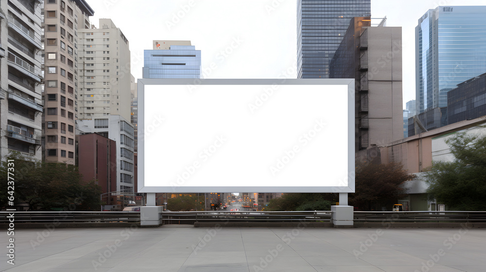 blank billboard in the city - obrazy, fototapety, plakaty 