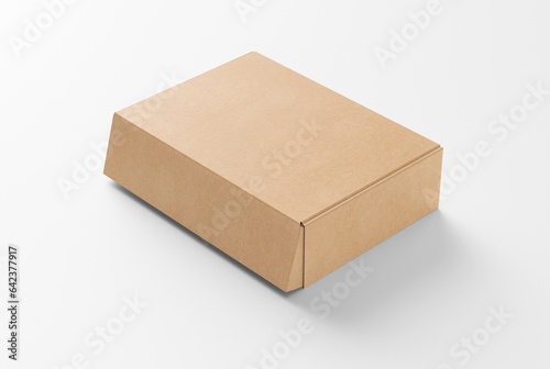 Mockups Design, Brown Paper box Cardboard box isolated on white background 