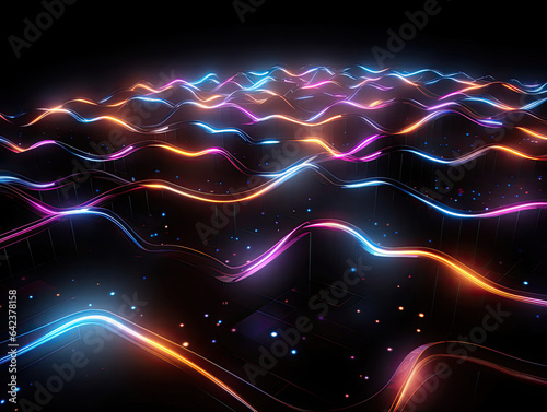 Neon waves abstract background