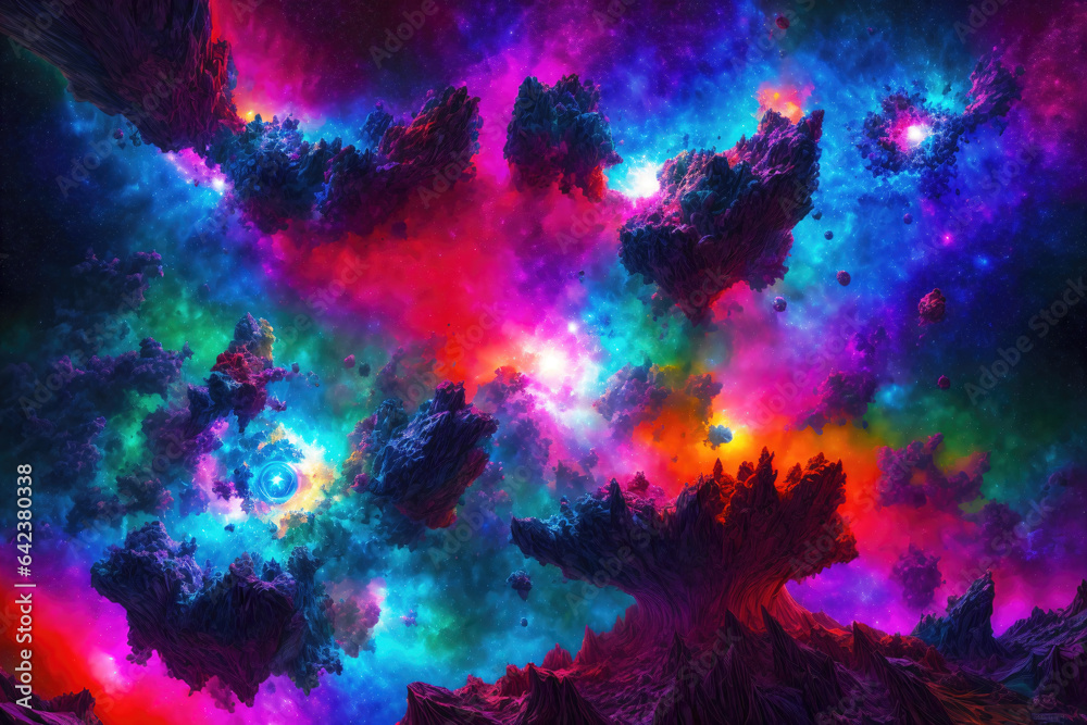 Abstract background with nebulas stars and galactic, science fiction cosmic wallpaper. Generative Ai.