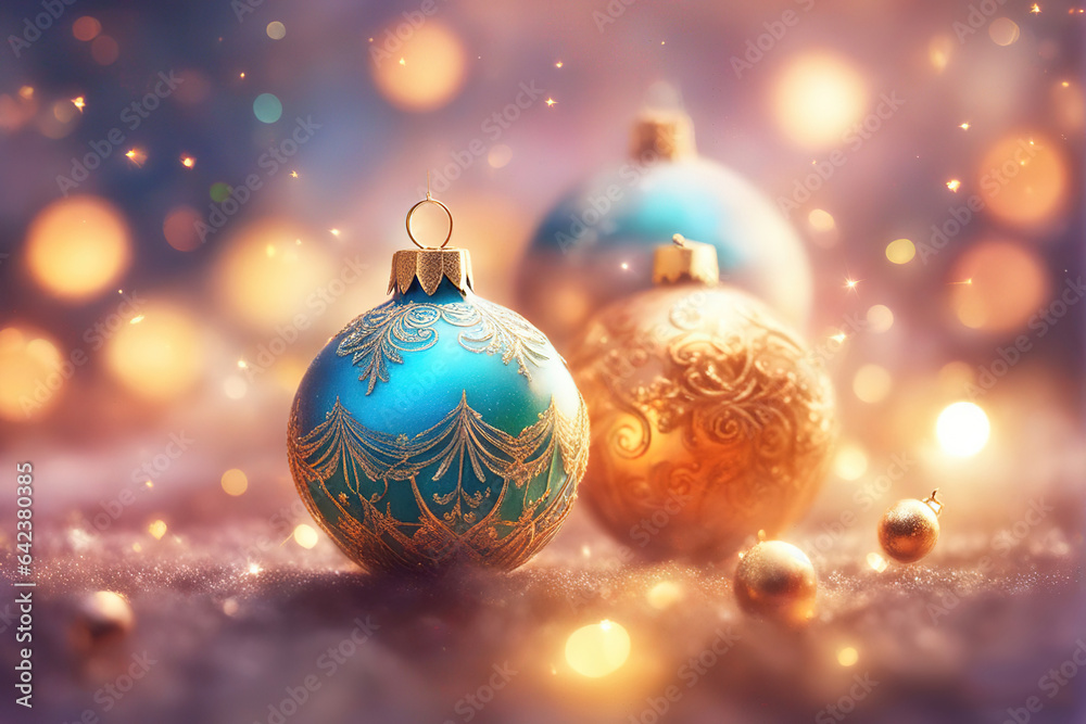 Christmas background with shiny balls, Christmas tree and blurred lights. Christmas background with shiny balls, Christmas tree and blurred lights.