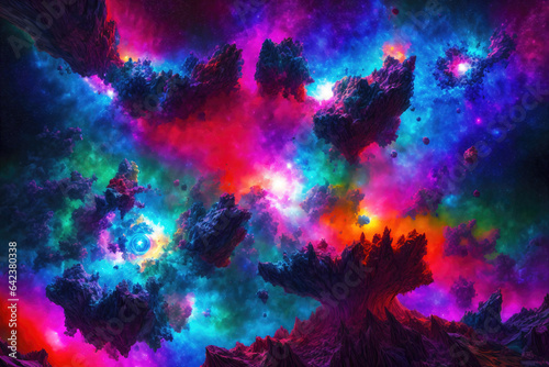 Abstract background with nebulas stars and galactic, science fiction cosmic wallpaper. Generative Ai. © Cobalt